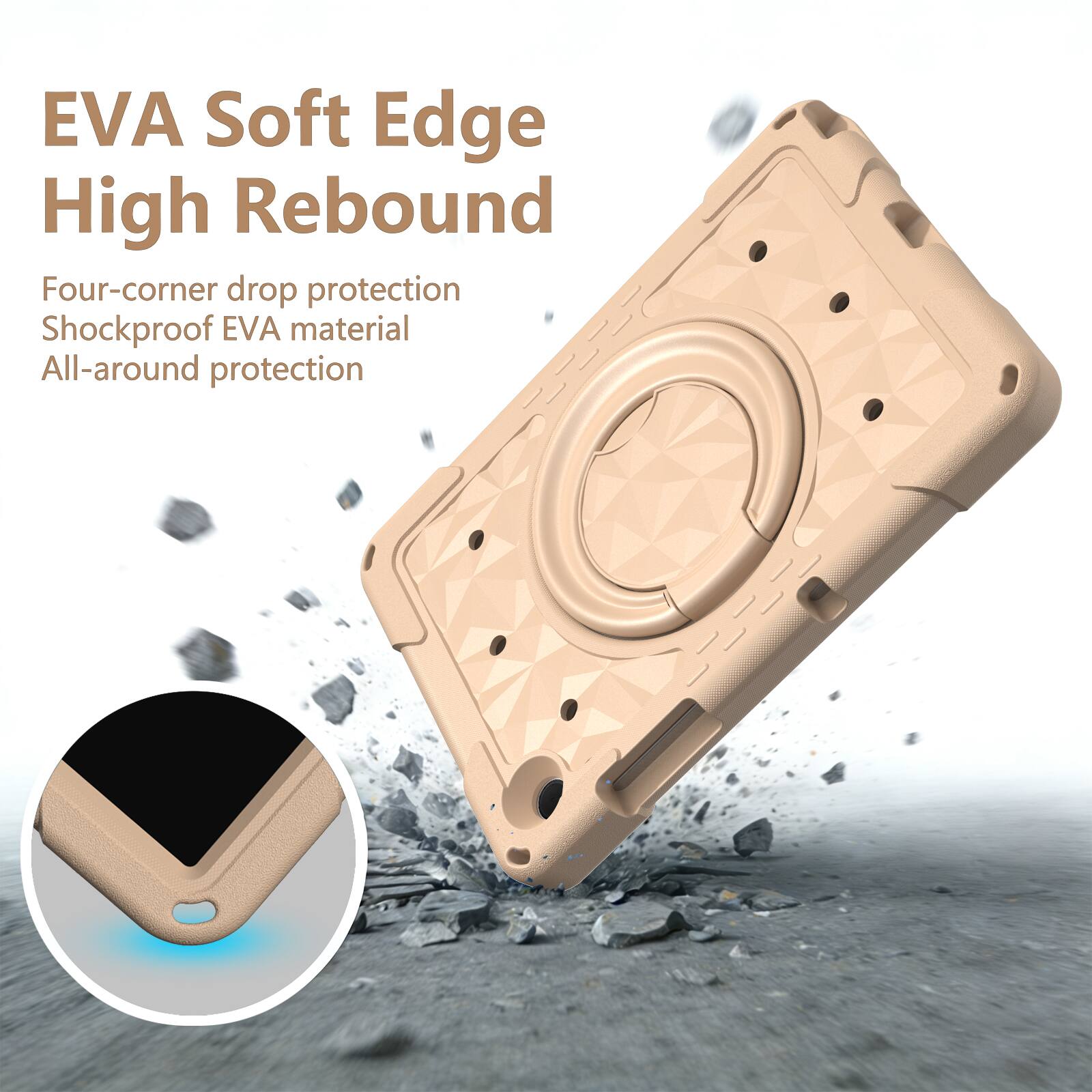 EVA Soft Edge High Rebound  
Four-corner drop protection  
Shockproof EVA material  
All-around protection