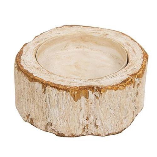 Front. BreeBe - Resin Birch Pillar Candle Holder - Natural Birch.