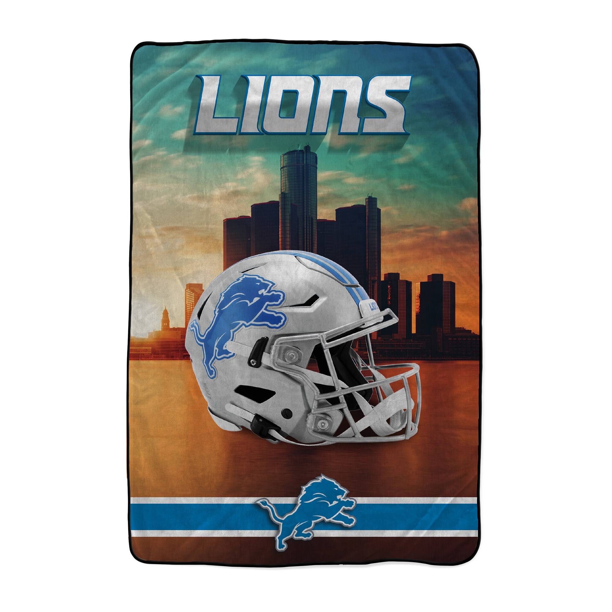 Front. Pegasus - Detroit Lions 66" x 95" Oversized Skyline Series Helmet Ultra Cozy Blanket - Multicolor.