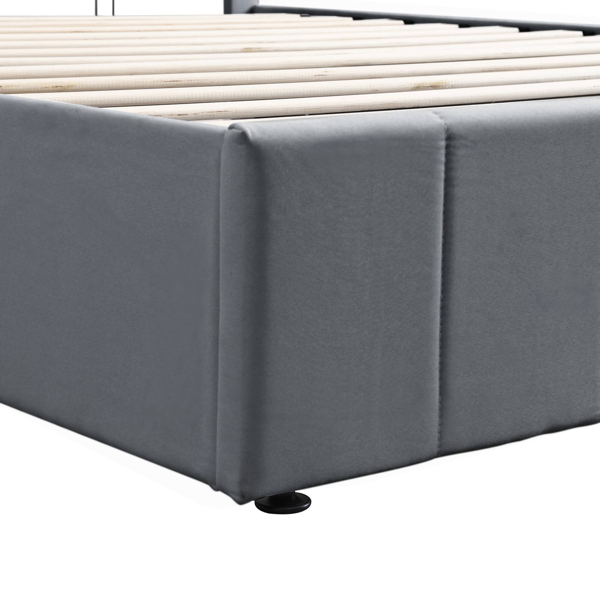 Alt View 9. GOODSILO - Queen Size Upholstered Platform Bed with Hydraulic Storage System - Gray.
