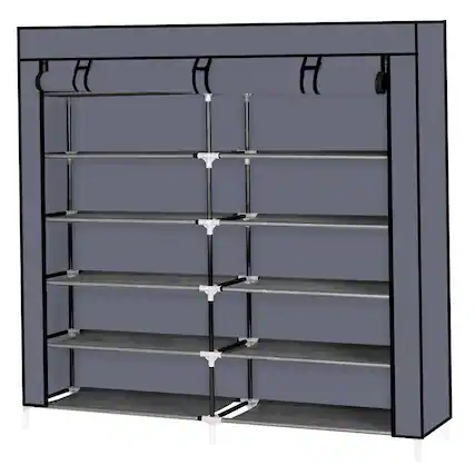 Front. Winado - 6 Tiers Portable Shoe Rack Adjustable Storage Multi Closet Rack Shoe Shelf Storage Closet Organizer Cabinet with Cover - gray.