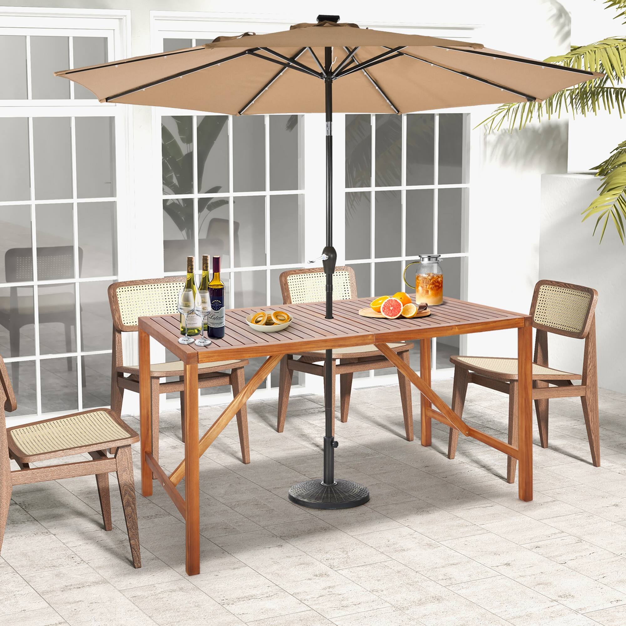 Alt View 1. Costway - Costway Patio Rectangle Acacia Wood Dining Table Spacious Slatted Top Up to 6 Outdoor - Natural.