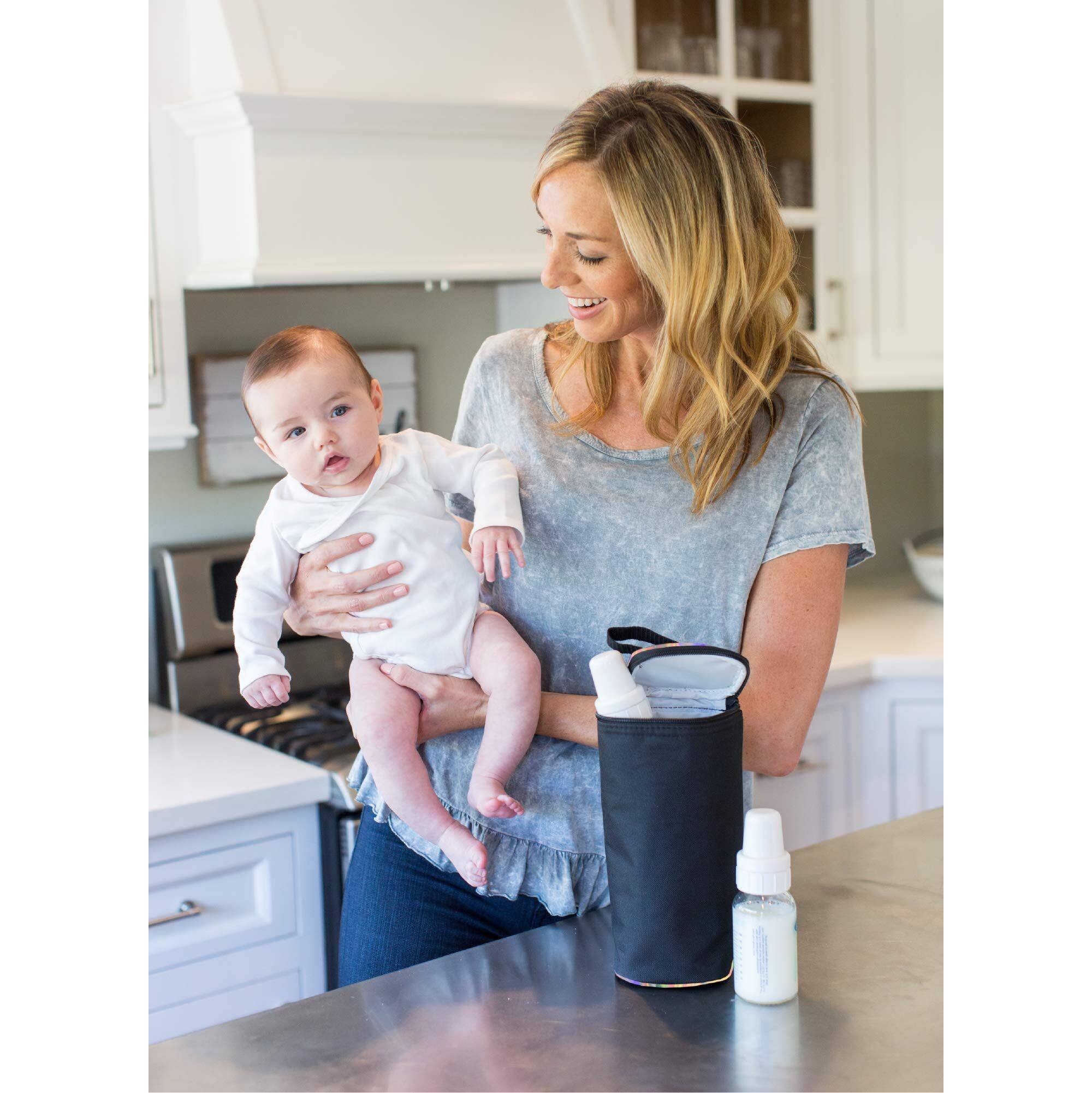 Back. J.L. Childress - J.L. Childress Breastmilk Cooler Bag with Ice Pack, Insulated & Leak Proof, Fits 1–2 Bottles - Multicolored.