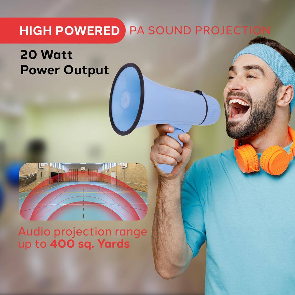 HIGH POWERED PA SOUND PROJECTION

20 Watt Power Output

Audio projection range up to 400 sq. Yards