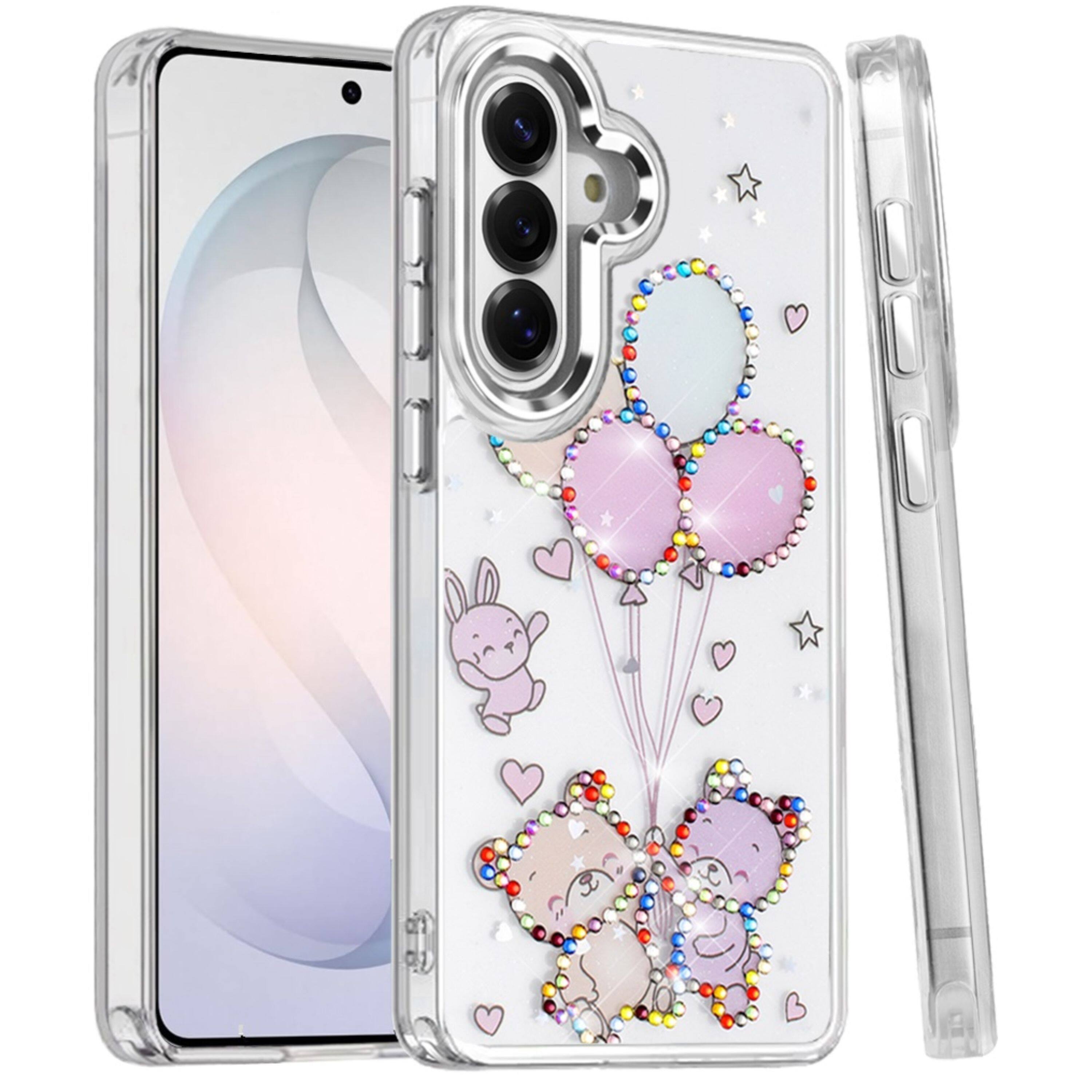 Angle. Kitcheniva - Elegant Epoxy Crystal Jewel Decorative Case With Tempered Glass For Samsung S26 FE K - Multicolor.