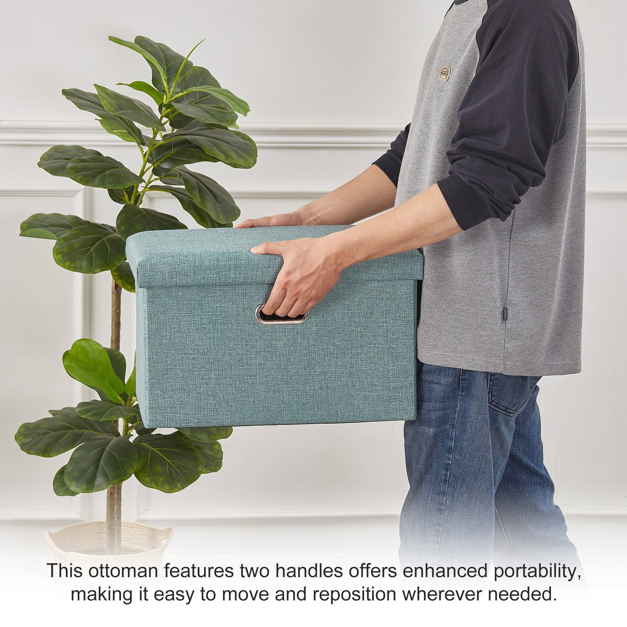 This ottoman features two handles, offering enhanced portability, making it easy to move and reposition wherever needed.