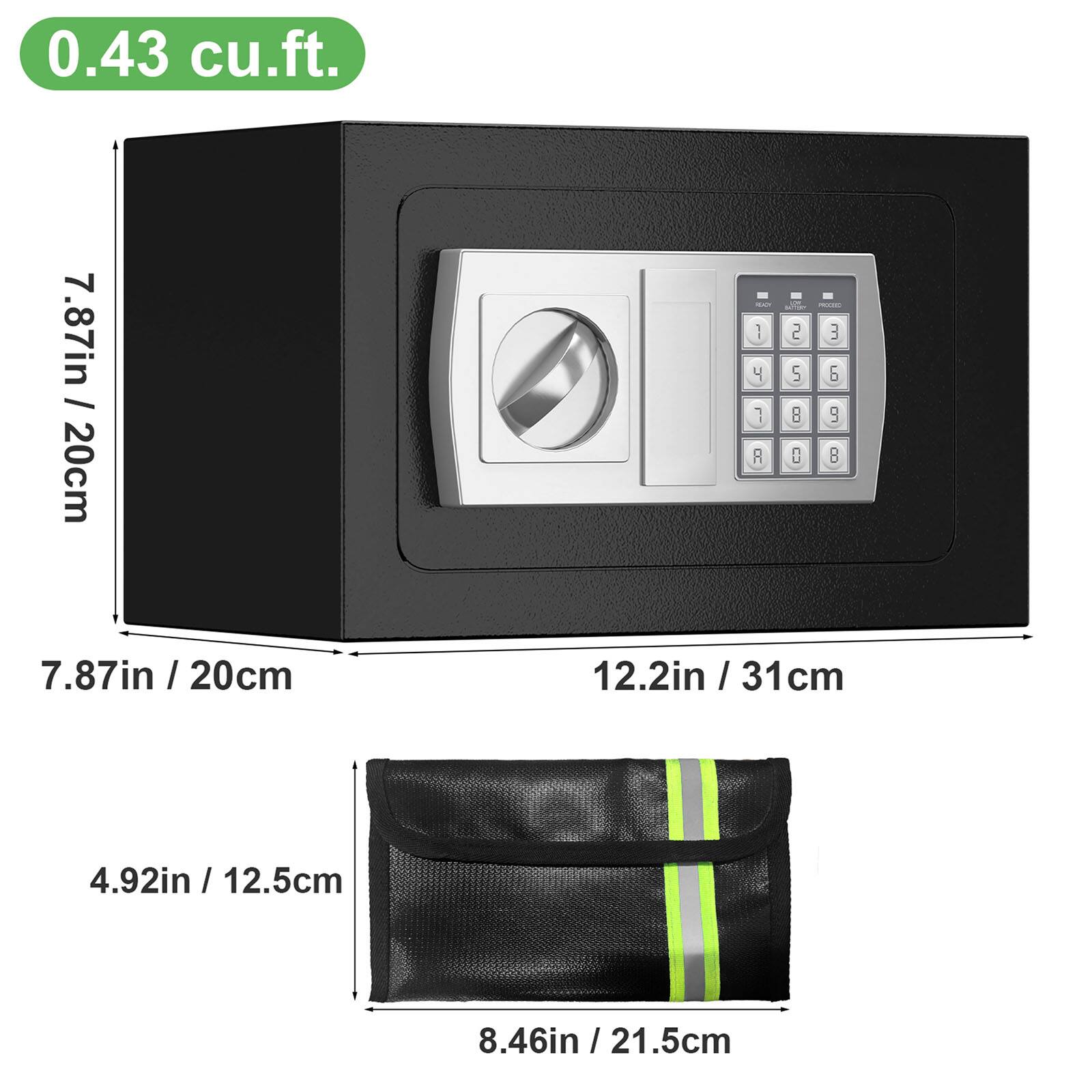 0.43 cu.ft.  
7.87in / 20cm  
12.2in / 31cm  
4.92in / 12.5cm  
8.46in / 21.5cm