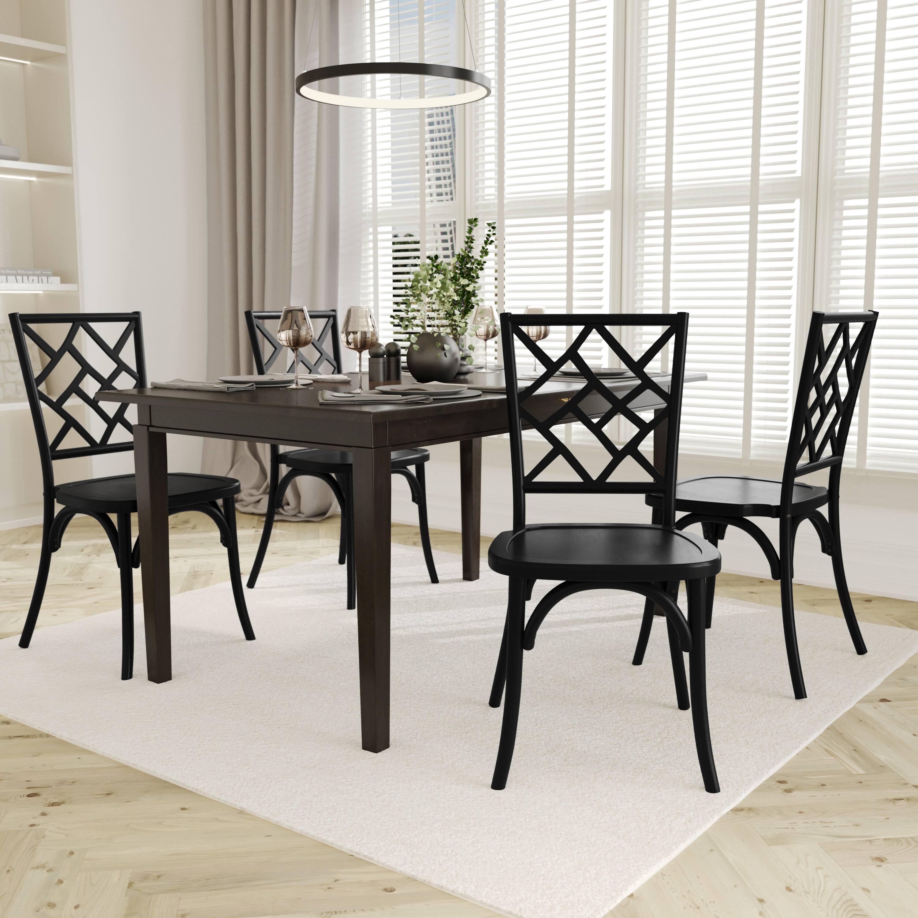 Alt View 3. Emma + Oliver - Decker Solid Wood Stack Dining Chair with Decorative Back Design - Black.