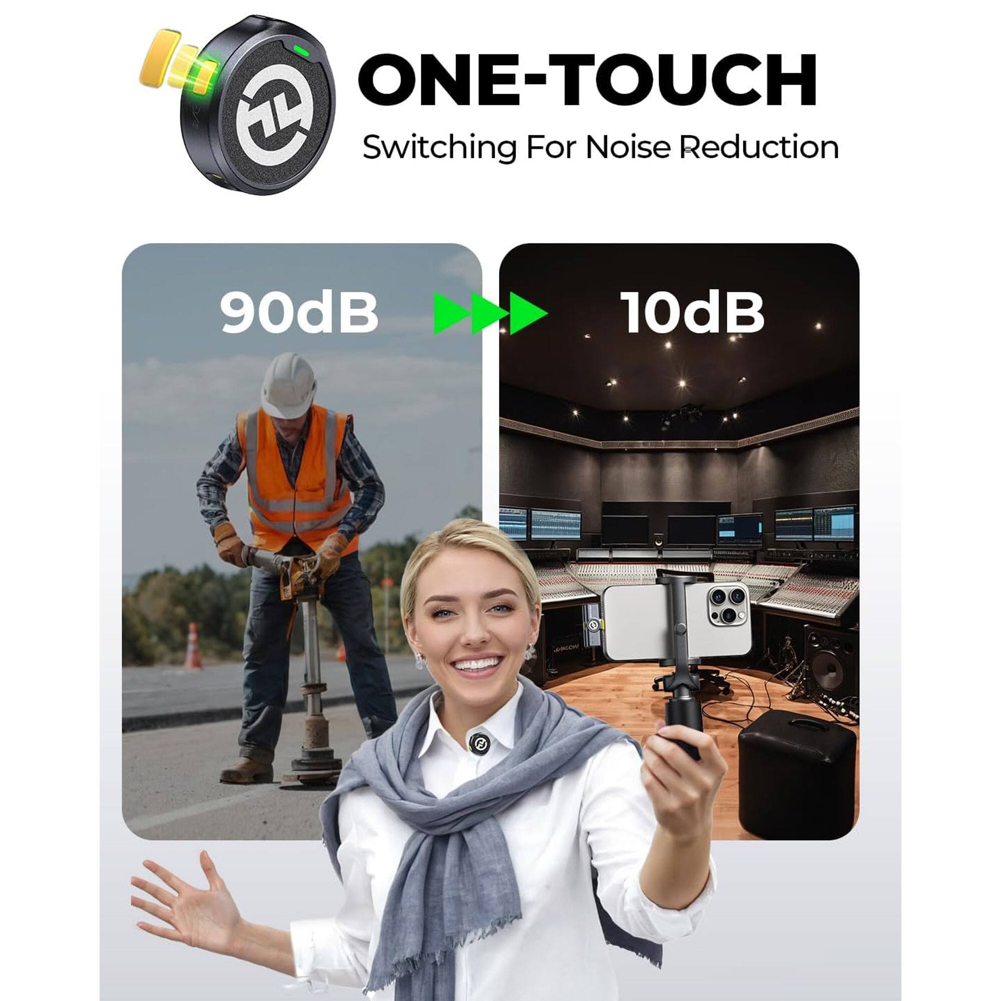 ONE-TOUCH  
Switching For Noise Reduction  

90dB ➡️ 10dB