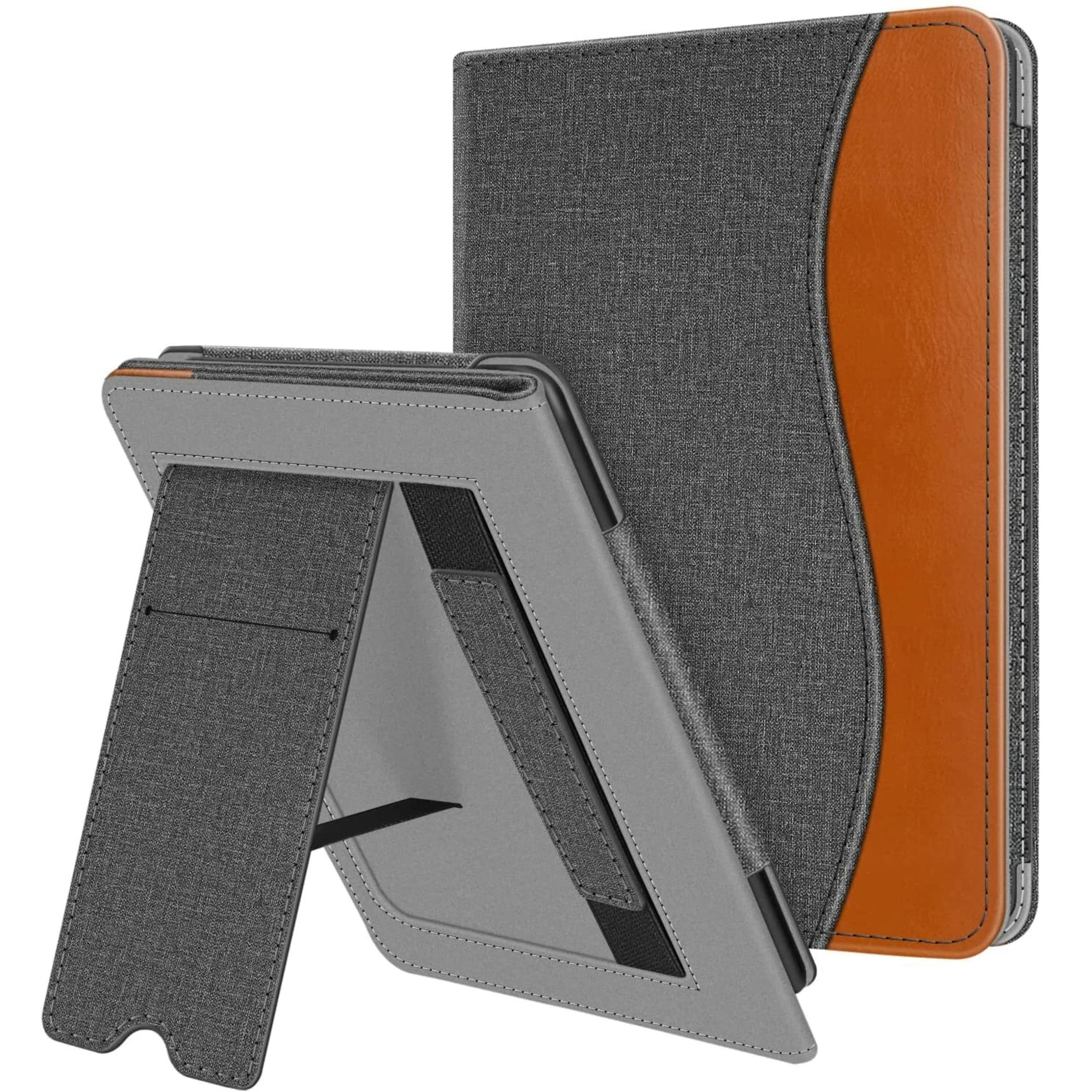 Front. Kitcheniva - Foldable Stand Cover For Kindle Paperwhite 11th 2021 With Card Slot And Hand Strap Denim Gray - Denim Gray.