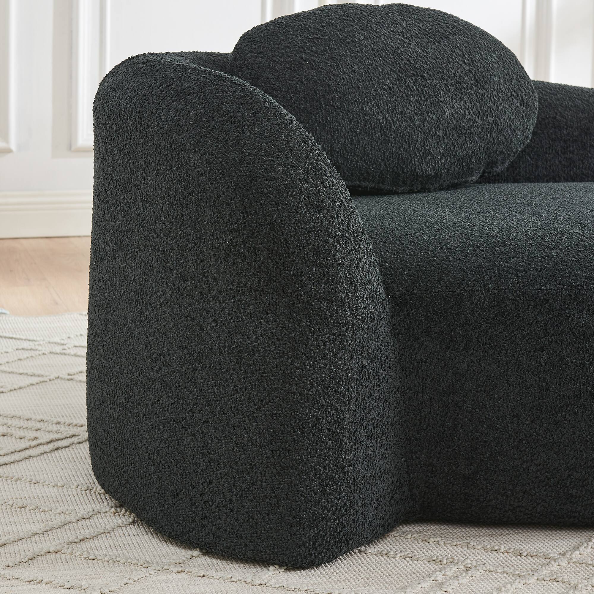 Back. LOVMOR - 67 Inch Foam Bean Bag Chairs For Living Room Bedroom Reading Indoor Lounge Seating Comfort Supportive Relaxing - Black.