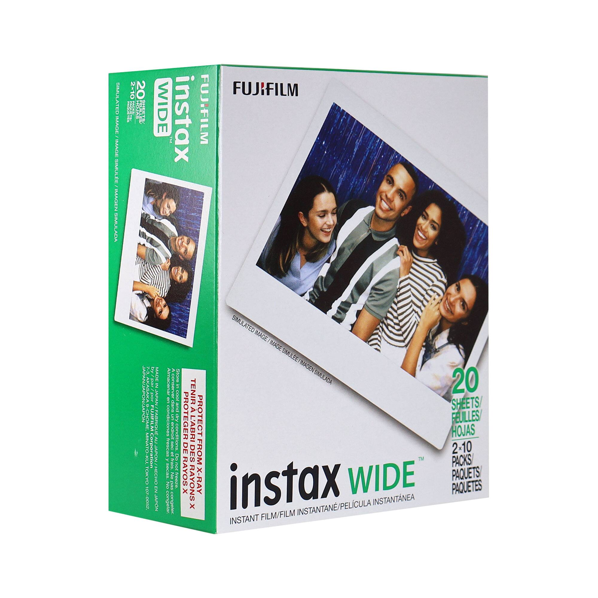 FUJIFILM  
instax WIDE  

SIMULATED IMAGE / IMAGE SIMULÉE / IMAGEN SIMULADA  

20 SHEETS / FUILES / HOJAS  
2-10 PACKS / PAQUETS / PAQUETES  

PROTECT FROM X-RAY / PROTEGER DE RAYOS X / PROTEGER DES RAYONS X  

INSTANT FILM / FILM INSTANTANÉE / PELÍCULA INSTANTÁNEA