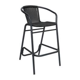 Emma + Oliver - Rhea Indoor/Outdoor Restaurant Style Rattan Barstool - Black