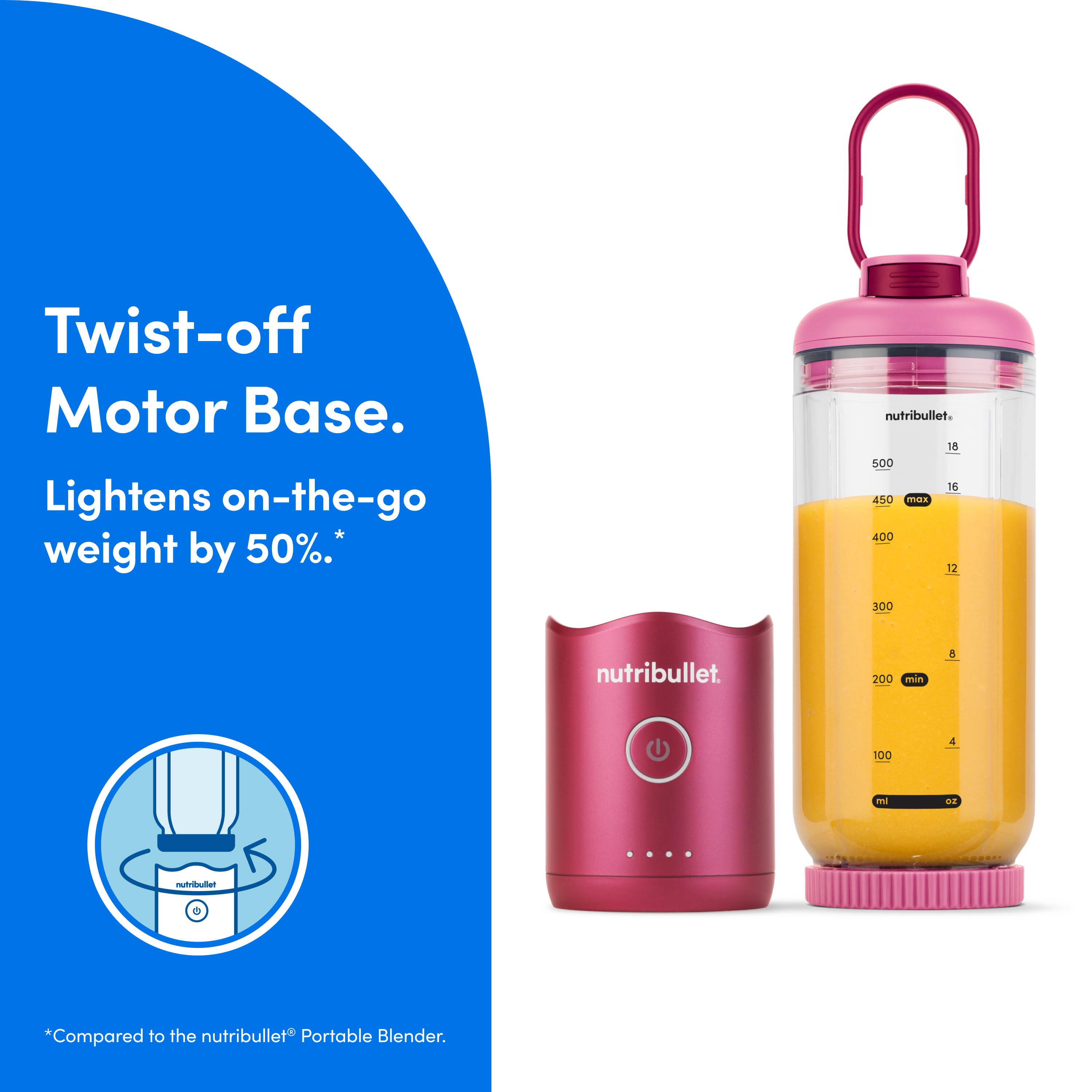 Twist-off Motor Base.  
Lightens on-the-go weight by 50%.*  

nutribullet.  

*Compared to the nutribullet® Portable Blender.