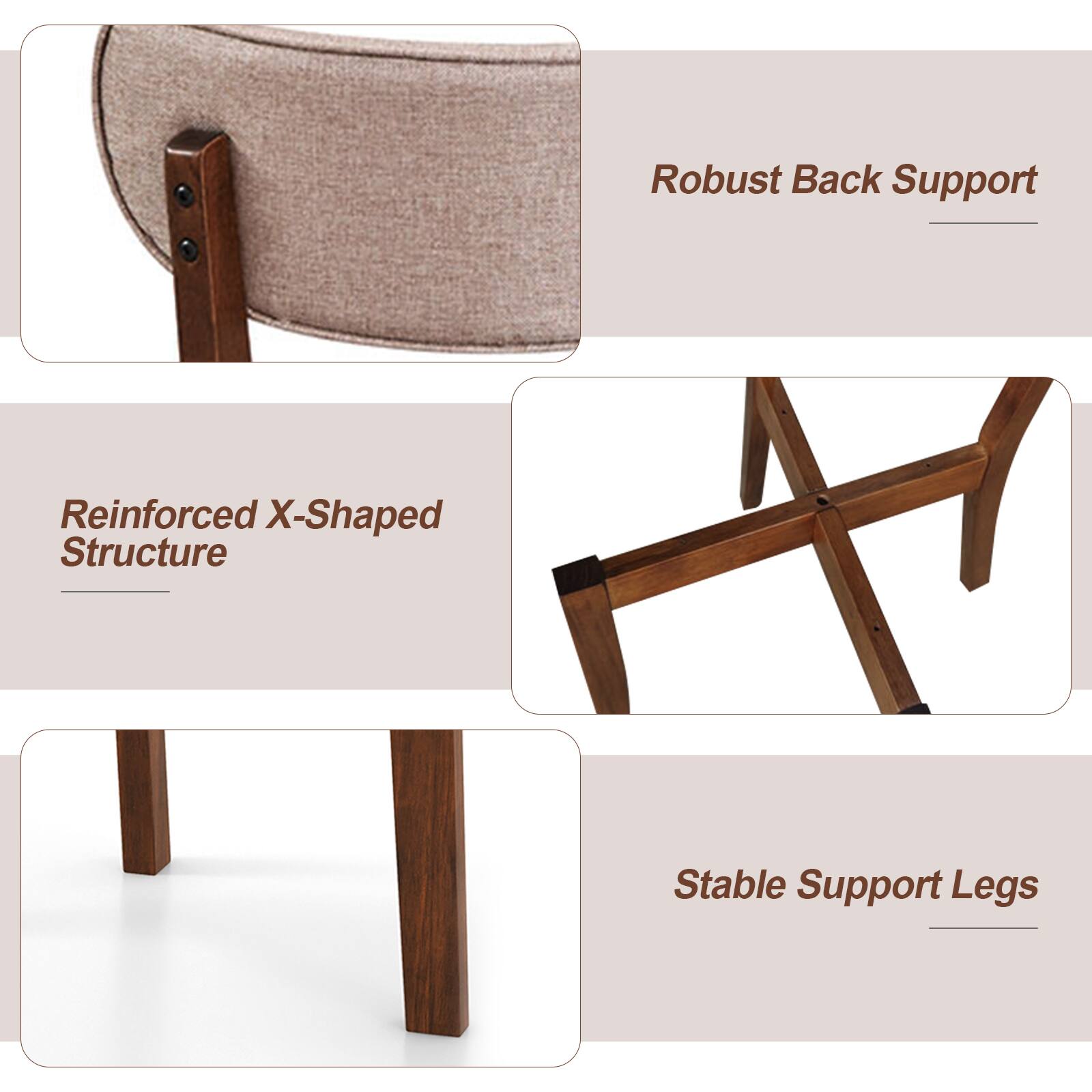 Robust Back Support  
Reinforced X-Shaped Structure  
Stable Support Legs