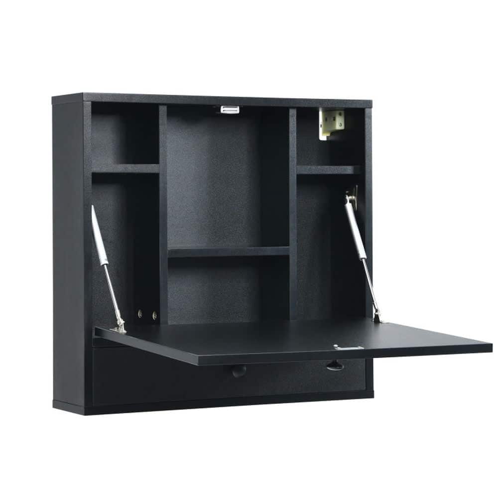 Kadyn - Overbed Table,Tray Table,Standing Desk,Wall-Mount Floating Desk Foldable Space Saving Laptop Workstation - Black