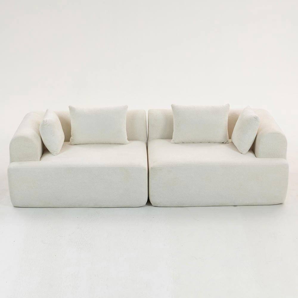 Alt View 7. Kadyn - 96" Full-Foam Modular Sectional Sofa, 2-Piece Boucle Cloud Couch, Compressed Shipping - White.