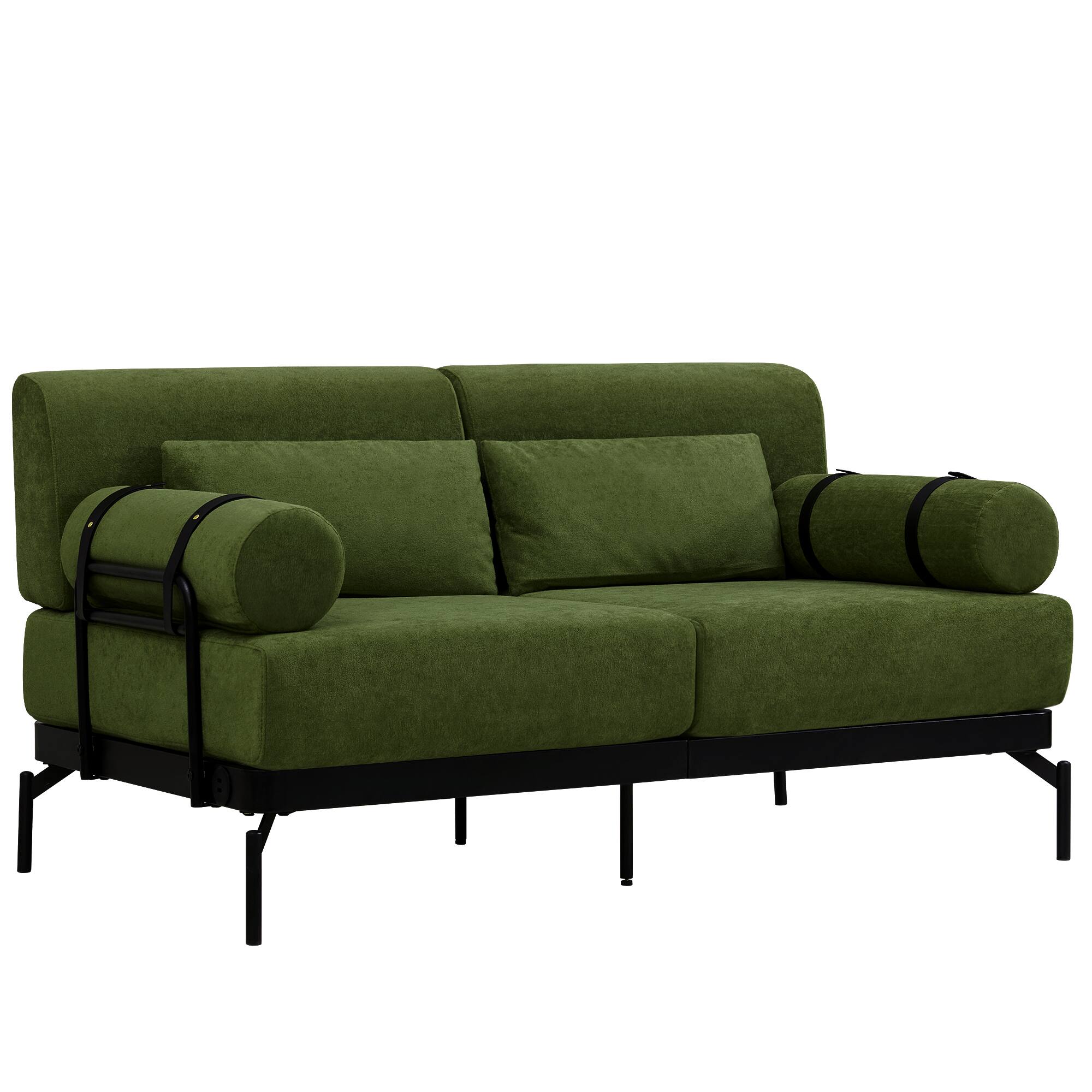 Alt View 8. GOODSILO - Modern Loveseat Sofa 59"" Couch 2-Seater with USB Ports & Unique Armrests - Green.