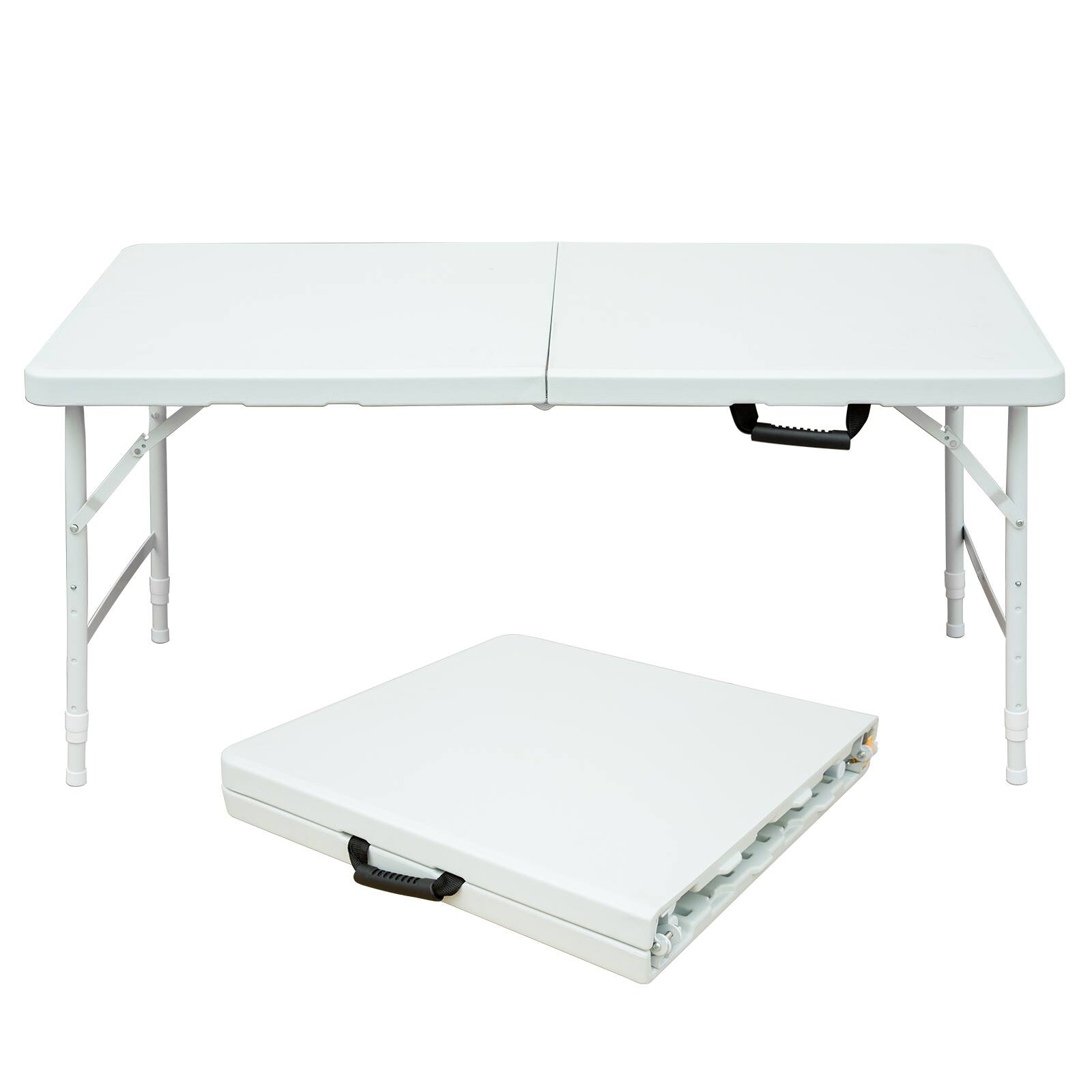 Front. ELEMENT ACE - 4ft Folding Table - Portable Plastic Table for Camping, Picnics, Parties - White.