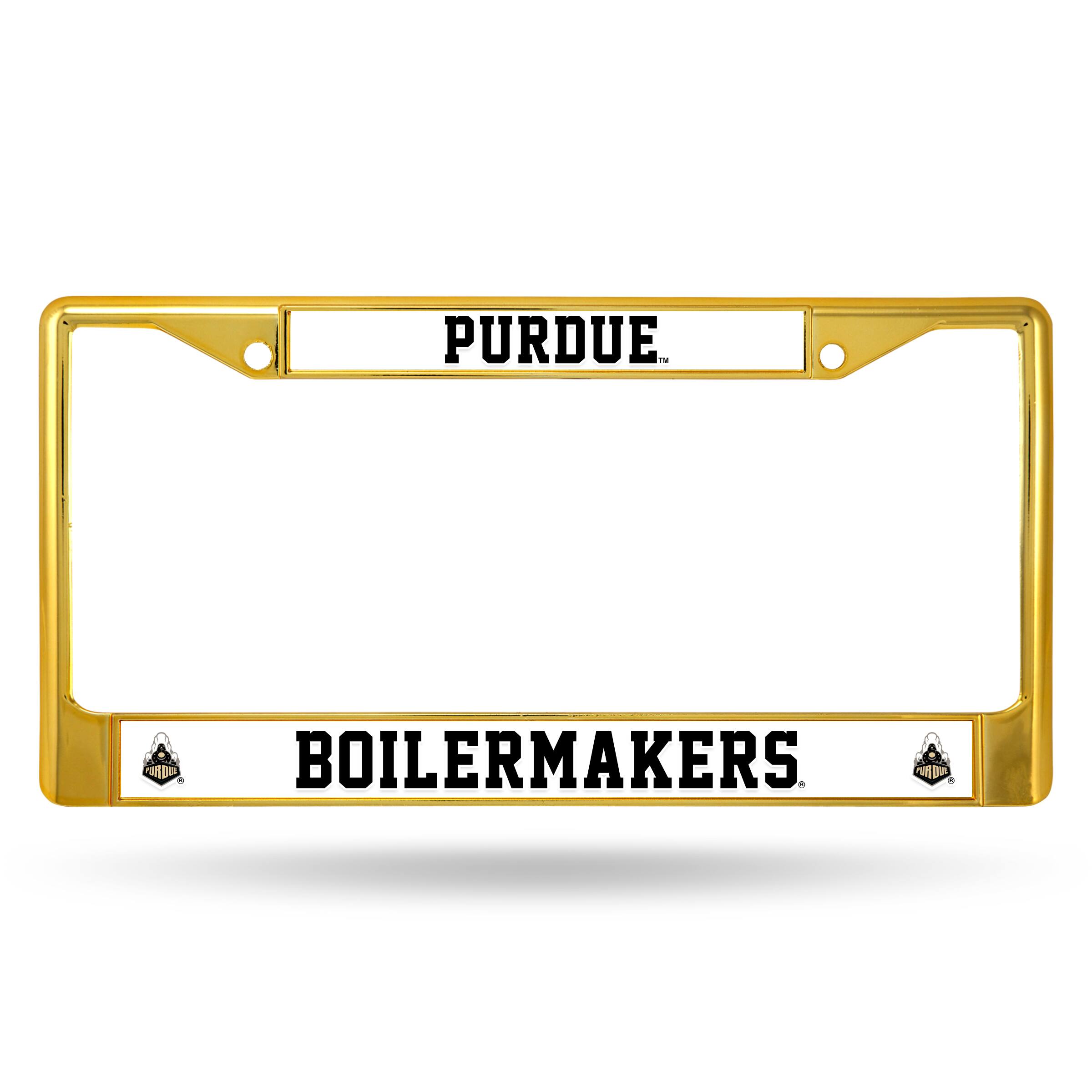 Purdue Boilermakers Gold Color Painted Chrome Metal License Plate Frame