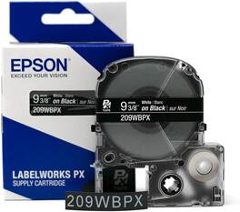 Epson - LABELWORKS PX Standard 3/8" (9mm) x 30 ft Tape - 209WBPX - White on Black