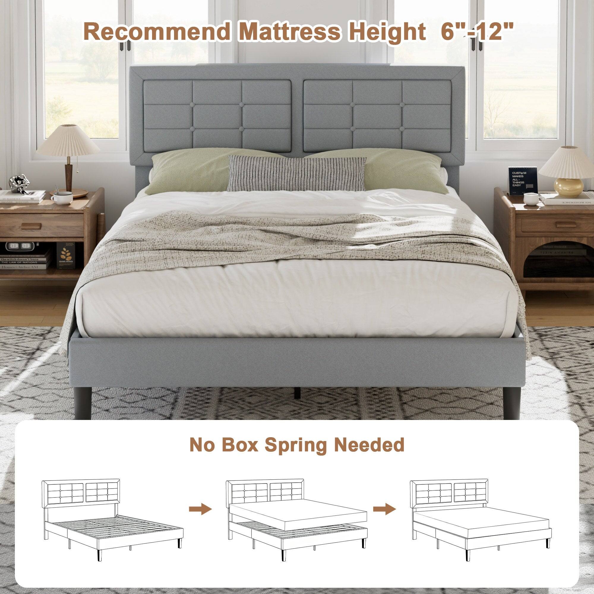 Recommend Mattress Height 6" - 12"

No Box Spring Needed