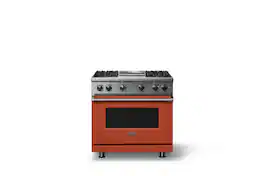 Viking - 5.1 Cu. Ft. 36"W Freestanding LP Gas Sealed 4 Burner Range with Griddle - Spiced Cider