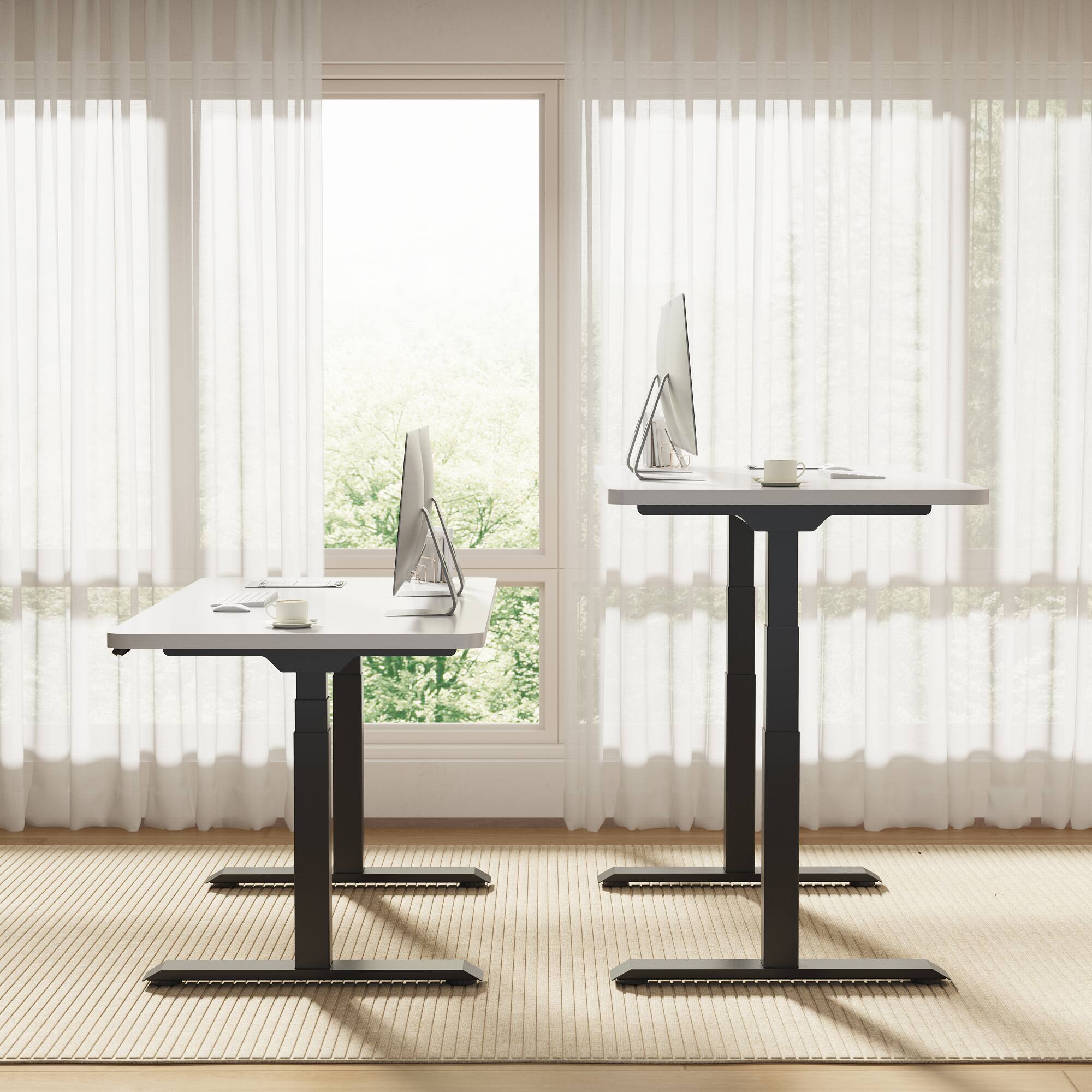 Alt View 3. FlexiSpot - FlexiSpot E7 55''W Electric Adjustable Standing Desk Chipboard, White/Black - White.