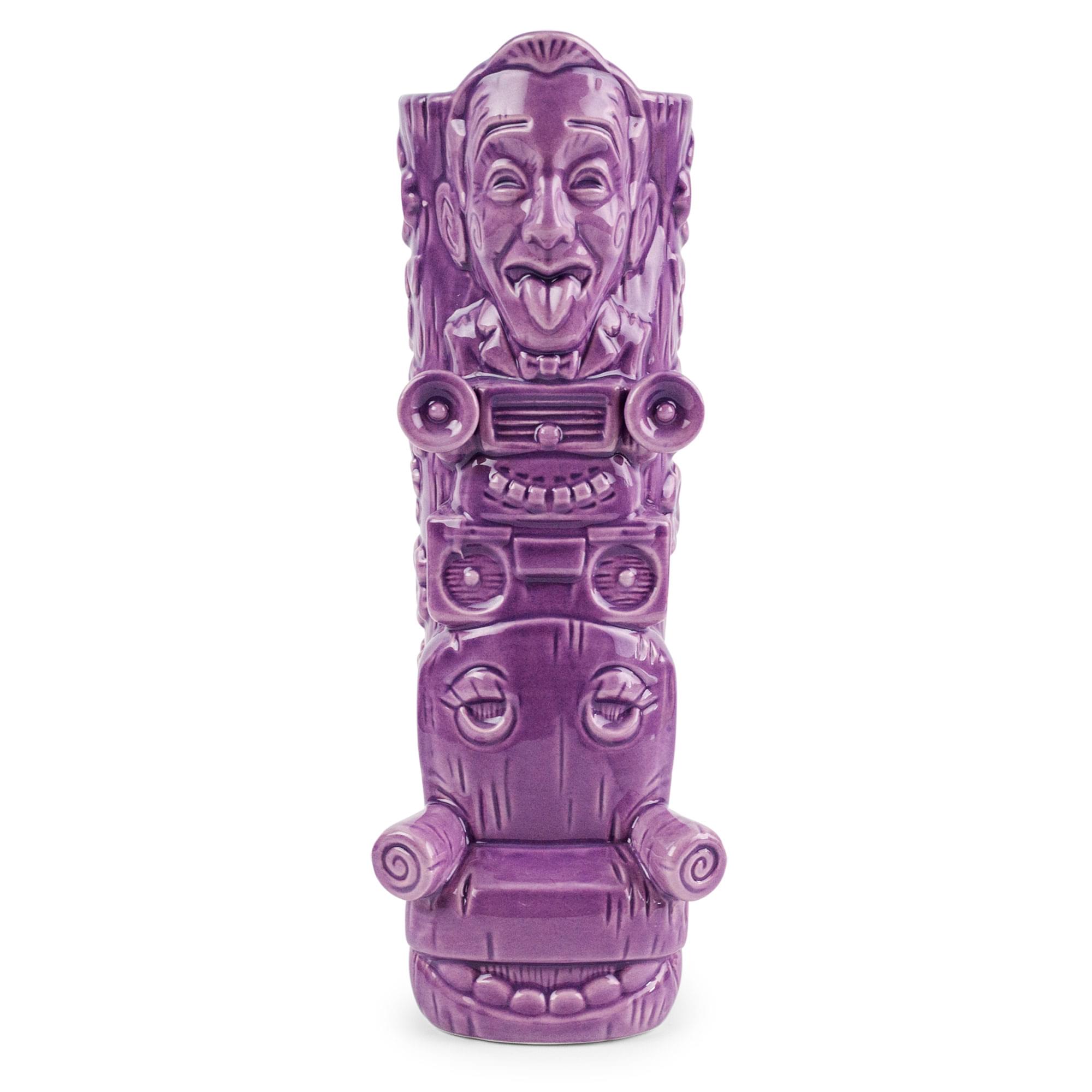 Front. ThinkGeek - Geeki Tikis Pee-Wee's Playhouse Totem Ceramic Mug | Holds 22 Ounces - Purple.