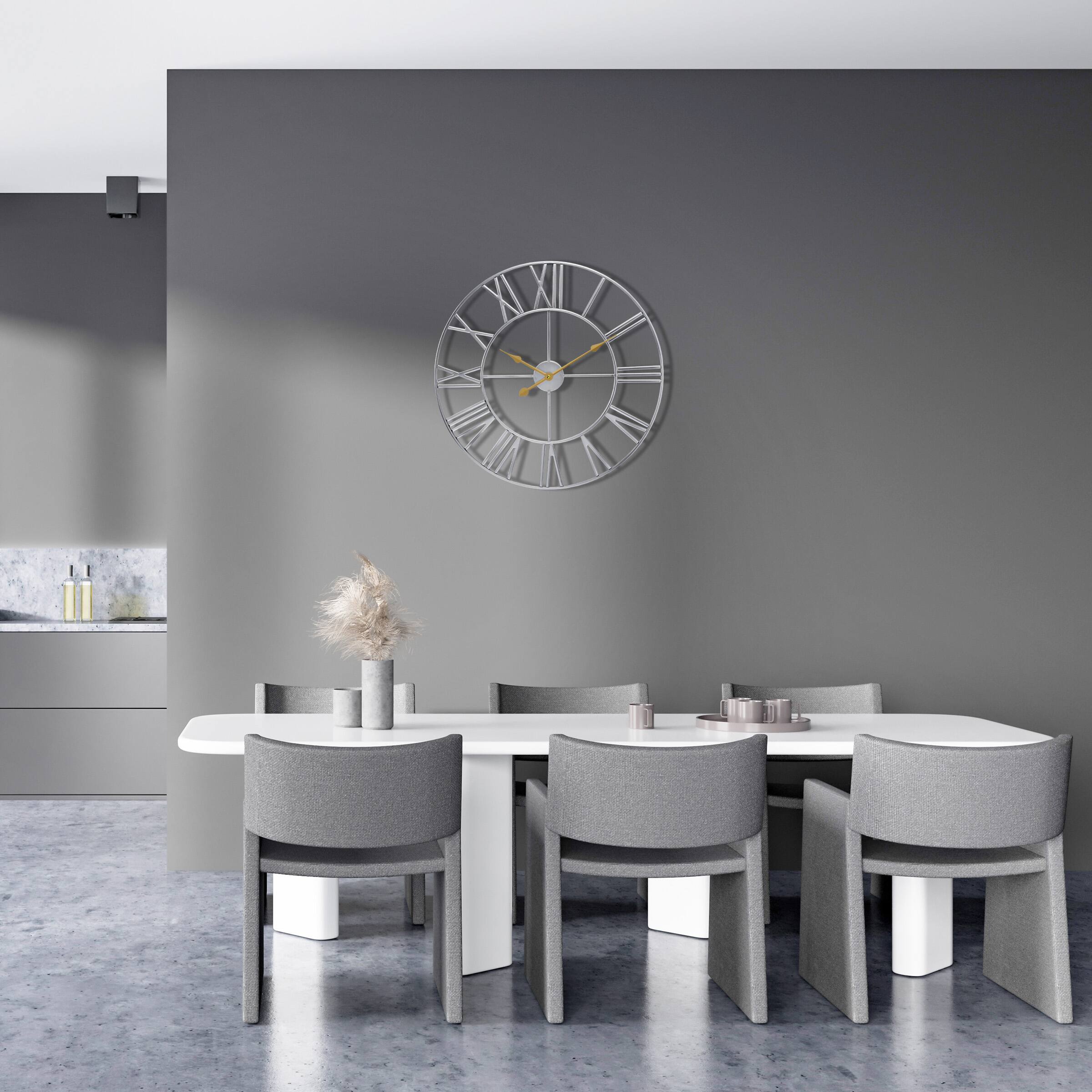 Alt View 3. Sorbus - Sorbus Large Wall Clock for Living Room Decor - Roman Numeral Wall Clock for Kitchen - 16 inch-Battery Operated Clock - Silver.