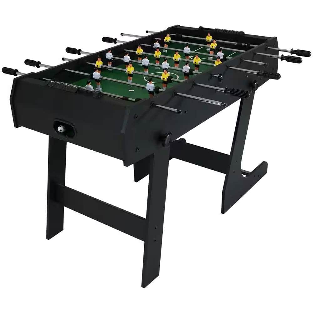 SlickBlue - Foldable Foosball Table with Score Counters & 2 Game Balls - Black