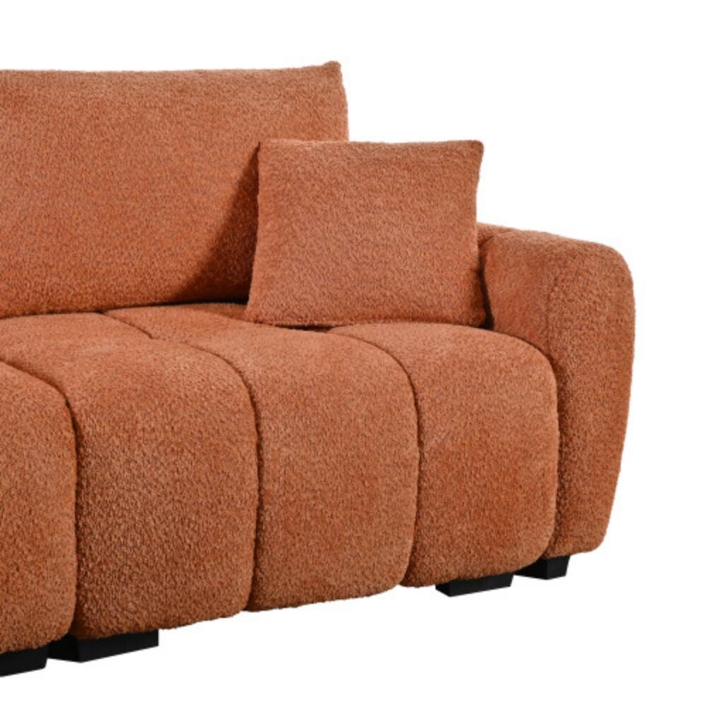 Alt View 2. LUCKY ONE - 110" L-Shape Modular Boucle Sectional Sofa w/ Extra-Large Seat Movable Ottoman - Orange.