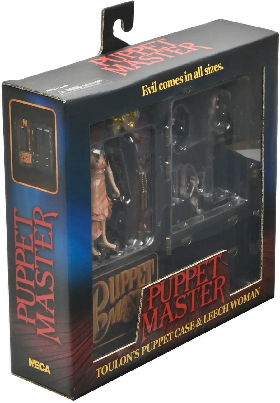 The text on the image reads: "Puppet Master: Evil comes in all sizes. Neca toy."