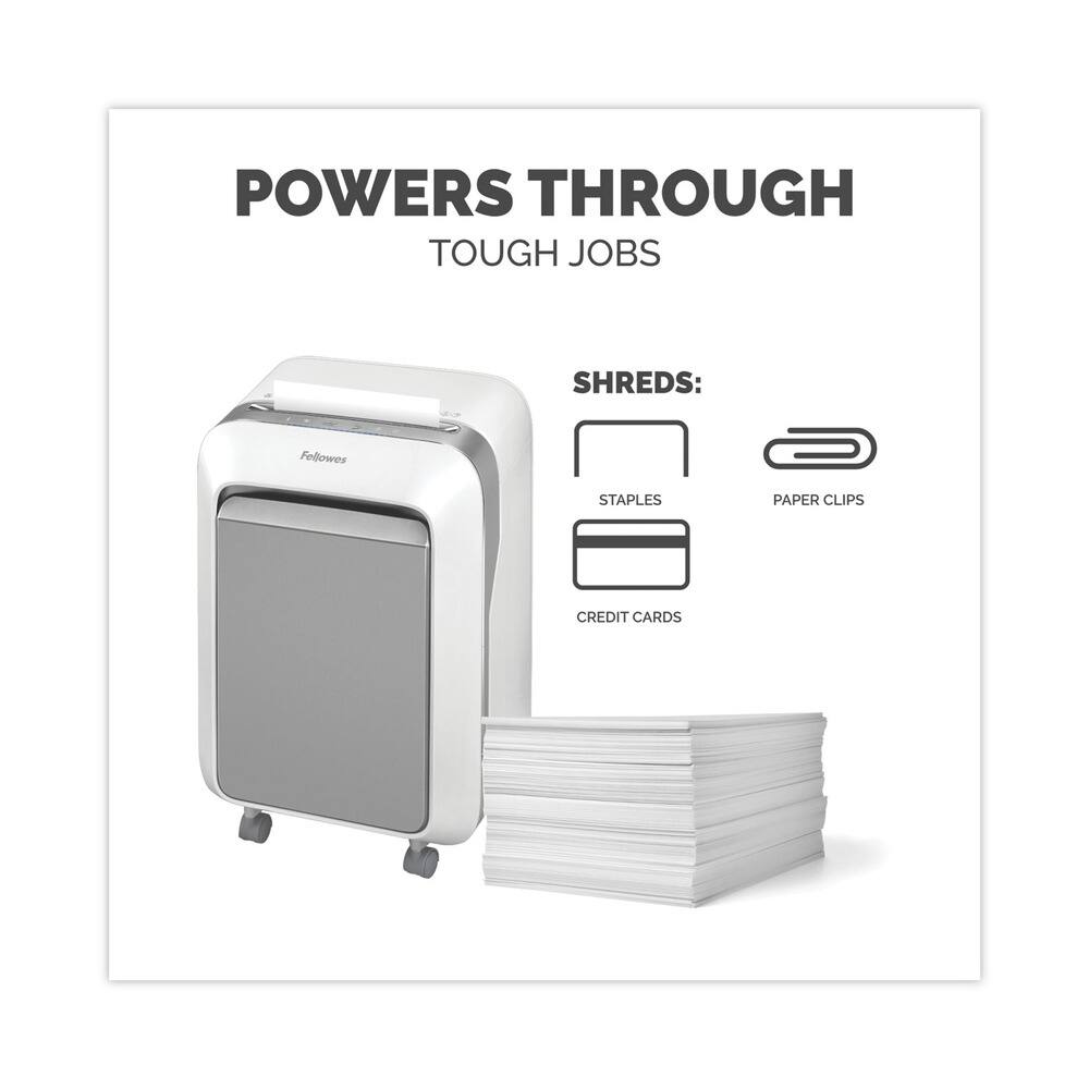 POWERS THROUGH TOUGH JOBS

SHREDS:
- STAPLES
- PAPER CLIPS
- CREDIT CARDS