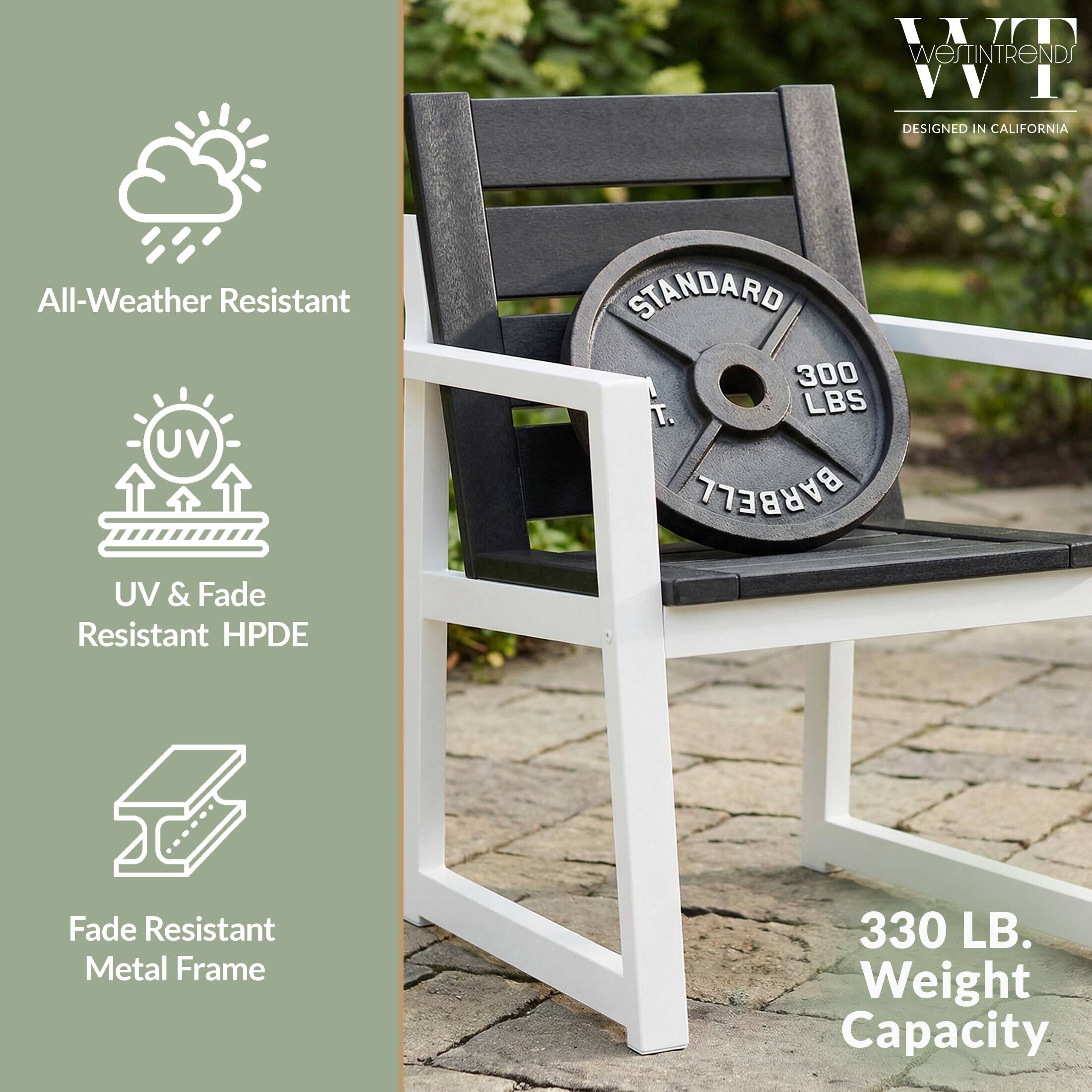 IXIII WESTINTRENDS VV1  
DESIGNED IN CALIFORNIA  
All-Weather Resistant  
UV & Fade Resistant HPDE  
Fade Resistant Metal Frame  
330 LB. Weight Capacity