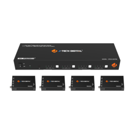 J-Tech Digital - 4K 60Hz 4x4 HDMI Matrix Extender Over Ethernet (130ft) - Black
