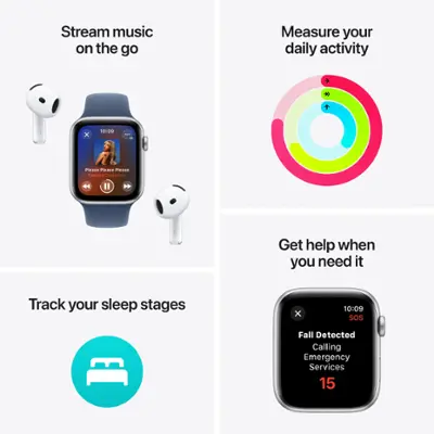 Apple Watch SE 2nd Generation (GPS+Cellular) 40mm Aluminum Case with Starlight Sport Band - S/M - Starlight (AT&T)