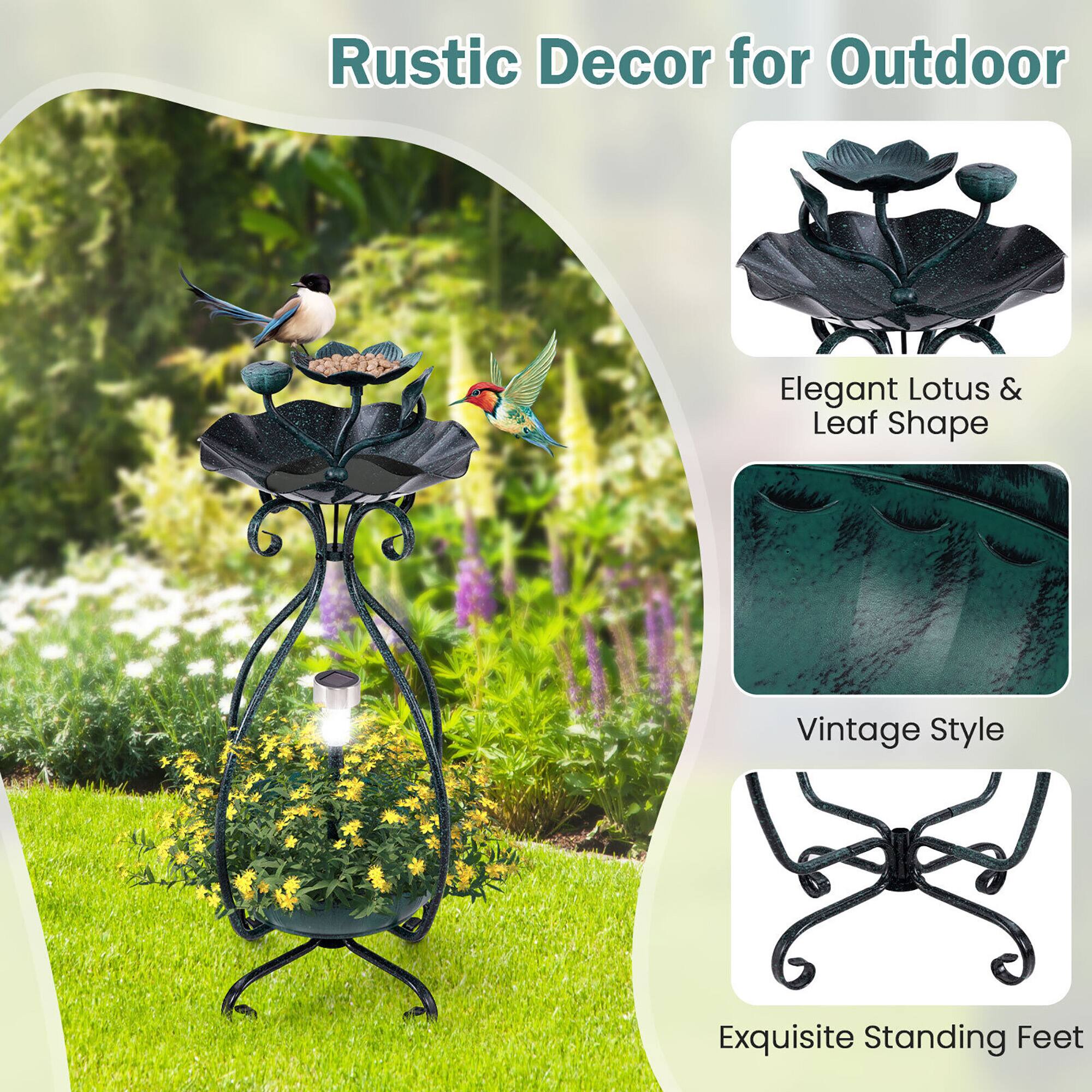 Rustic Decor for Outdoor

- Elegant Lotus & Leaf Shape
- Vintage Style
- Exquisite Standing Feet