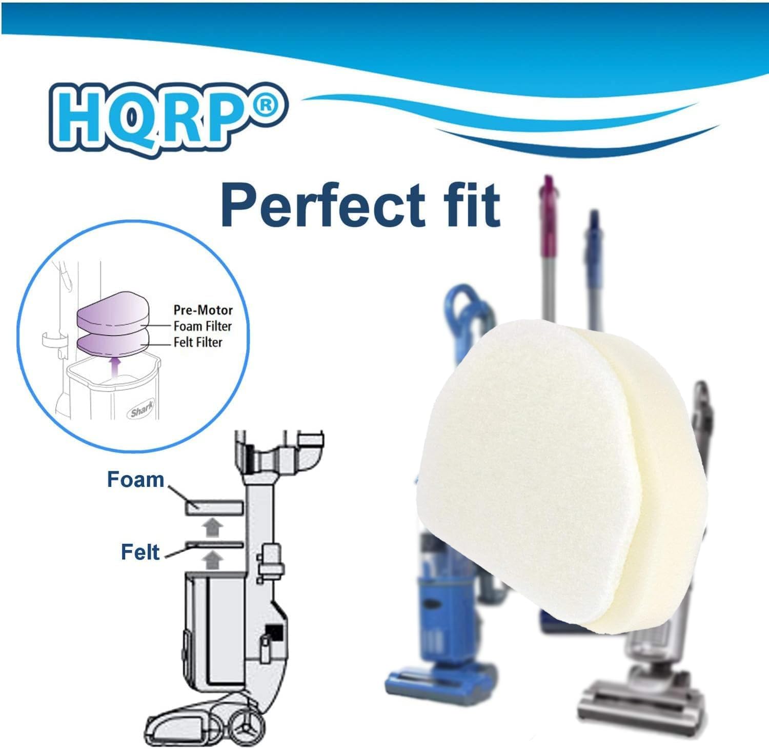 HQRP® Perfect fit Pre-Motor Foam Filter Felt Filter