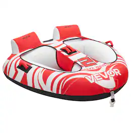VEVOR - Towable Tubes for Boating,2-Rider Inflatable Boat Tubes and Towables,340 lbs Capacity Water Sport Tubes for Boat to Pull - Red + White