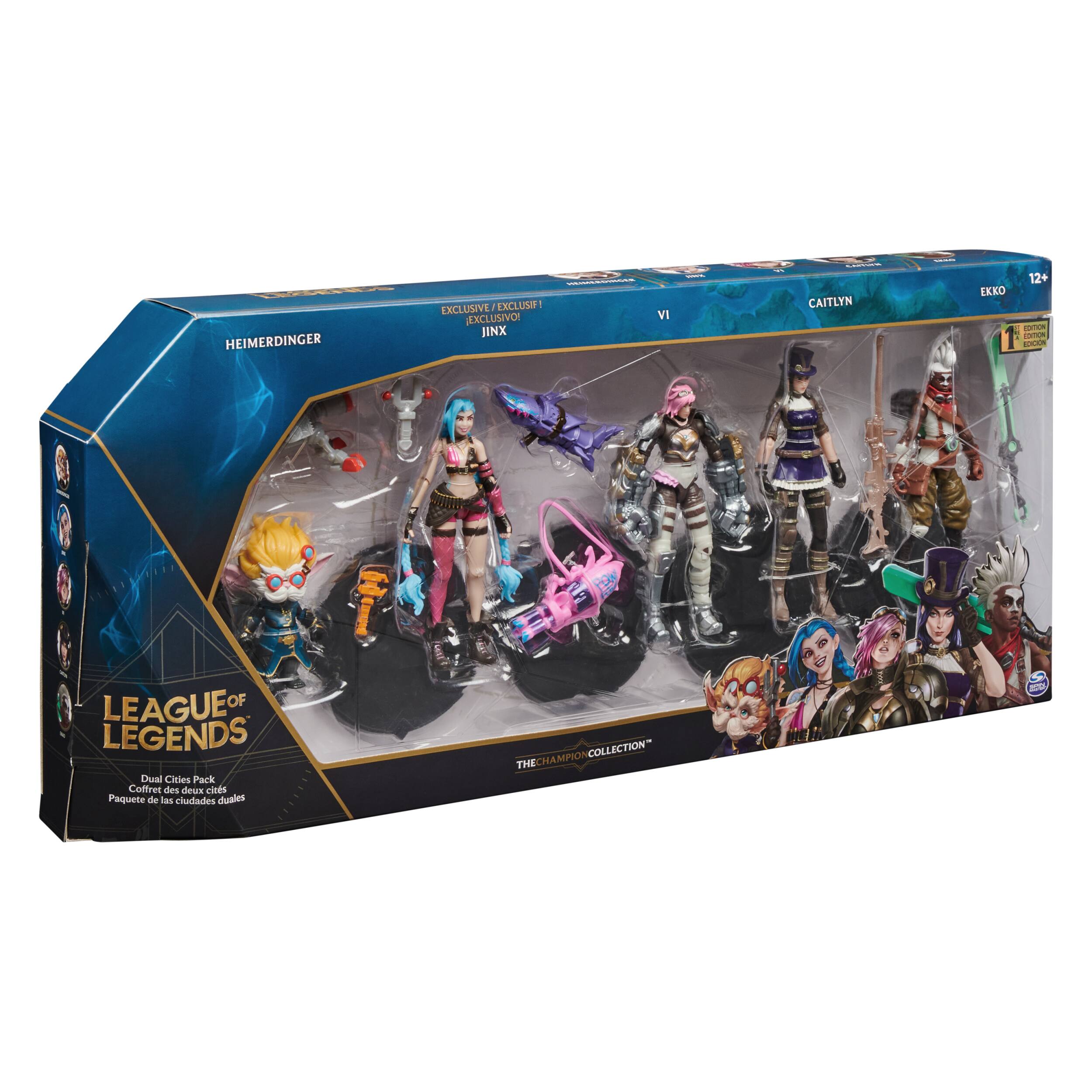 Alt View 21. League of Legends - Dual Cities Pack w/ Exclusive Jinx, Heimerdinger, Vi, Caitlyn, Ekko, 4-Inch Figures, Ages 12 and Up.