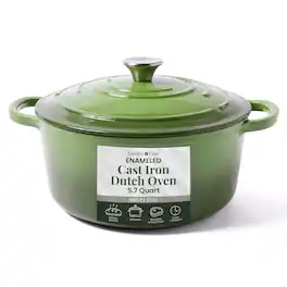 Larder & Vine - 5.7 qt Enameled Cast Iron Dutch Oven with Lid - Okra