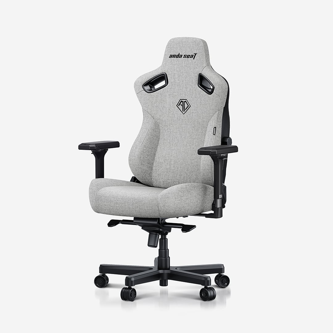 AndaSeat - Kaiser 3 Ergonomic Computer Gaming Chair with Linen Fabric, Adaptive Lumbar, Magnetic Headrest & 4D Armrests – L Size - Ash Gray
