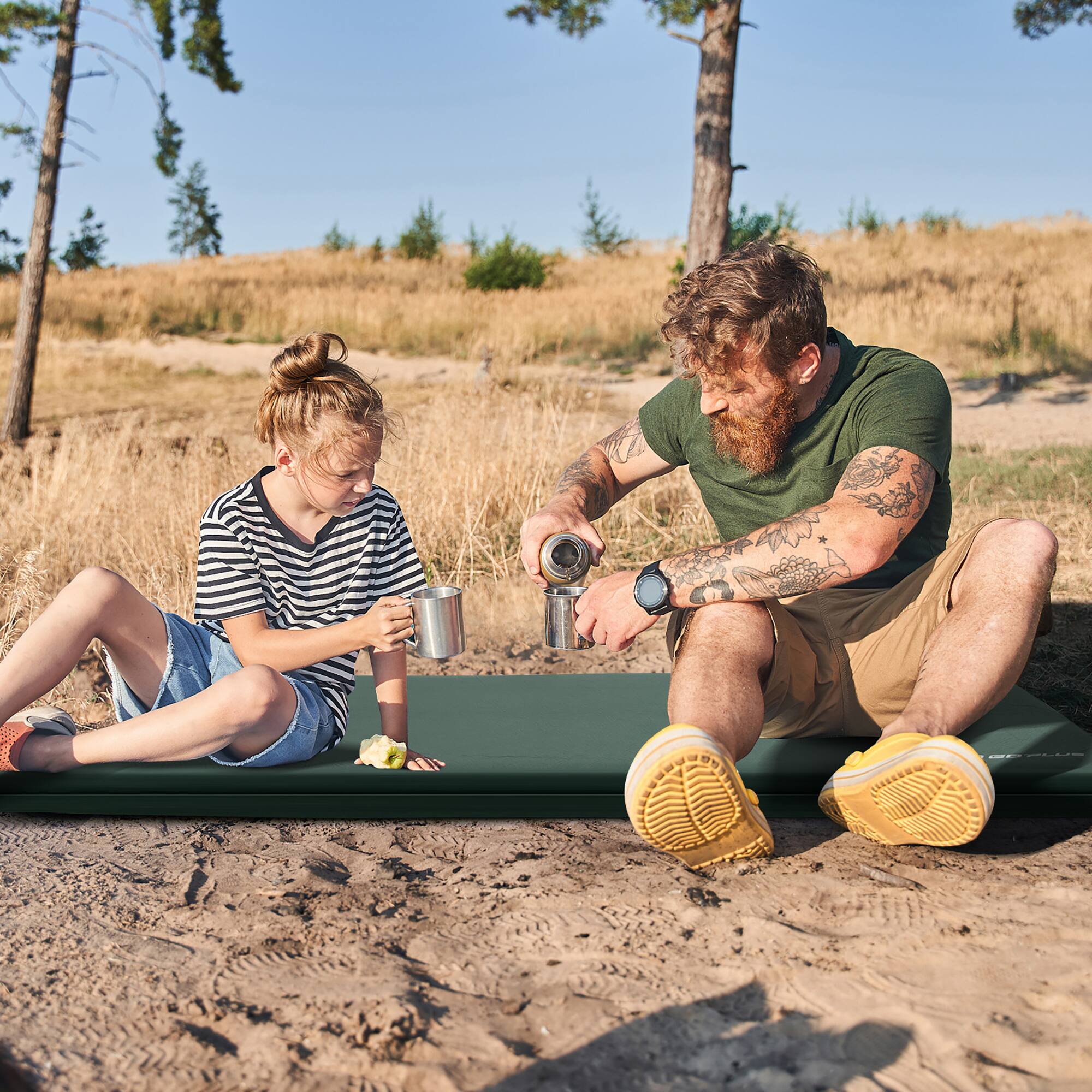 Angle. Costway - Portable & Lightweight Folding Foam Sleeping Cot for Camping - Green.