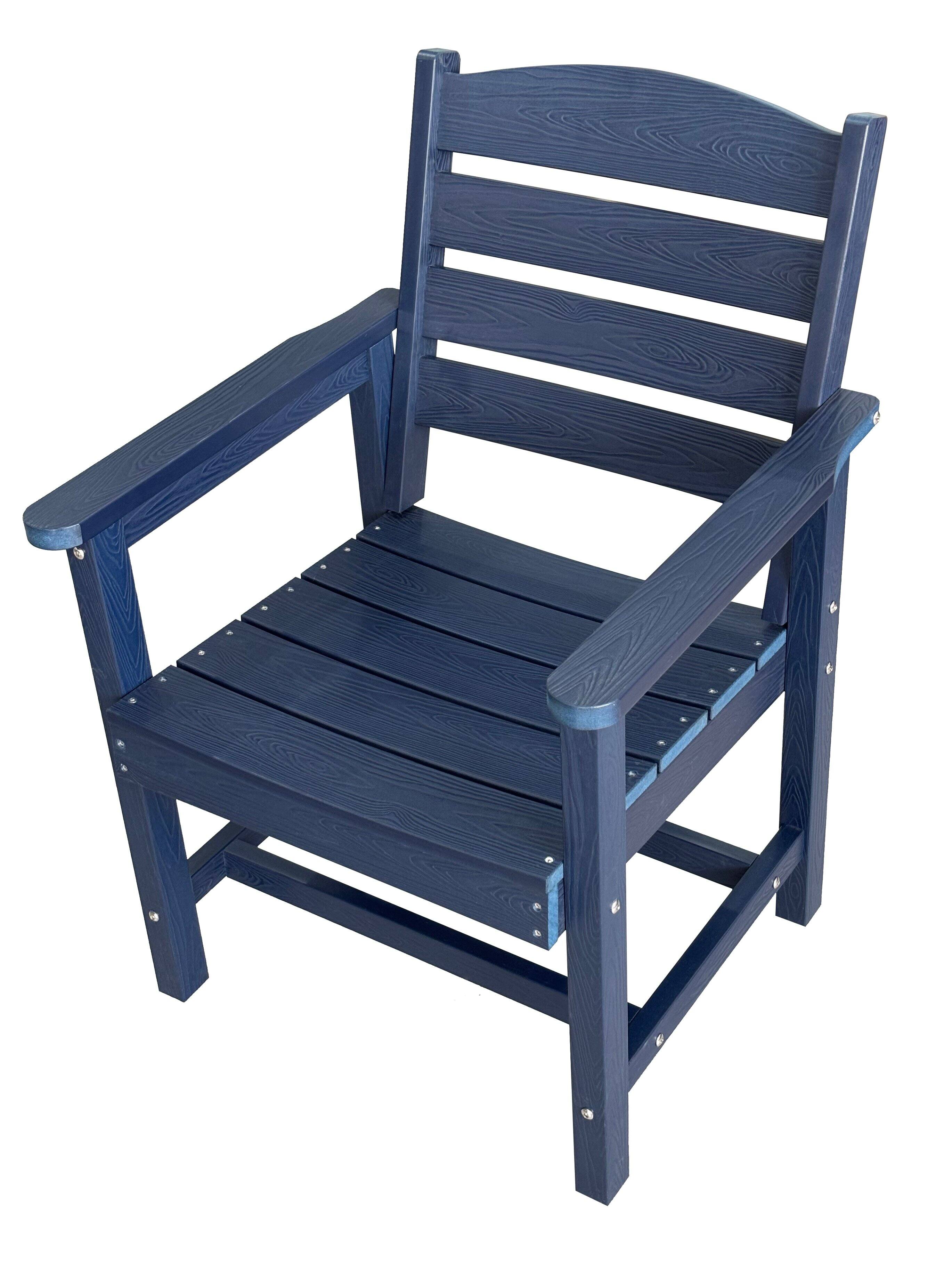 Alt View 7. Fortune Candy - Poly Lumber Patio Dining Set, 70.9" Table & Slat Back Chairs with Umbrella Hole, Weather-Resistant（Navy Blue, 7-piece) - Navy Blue.