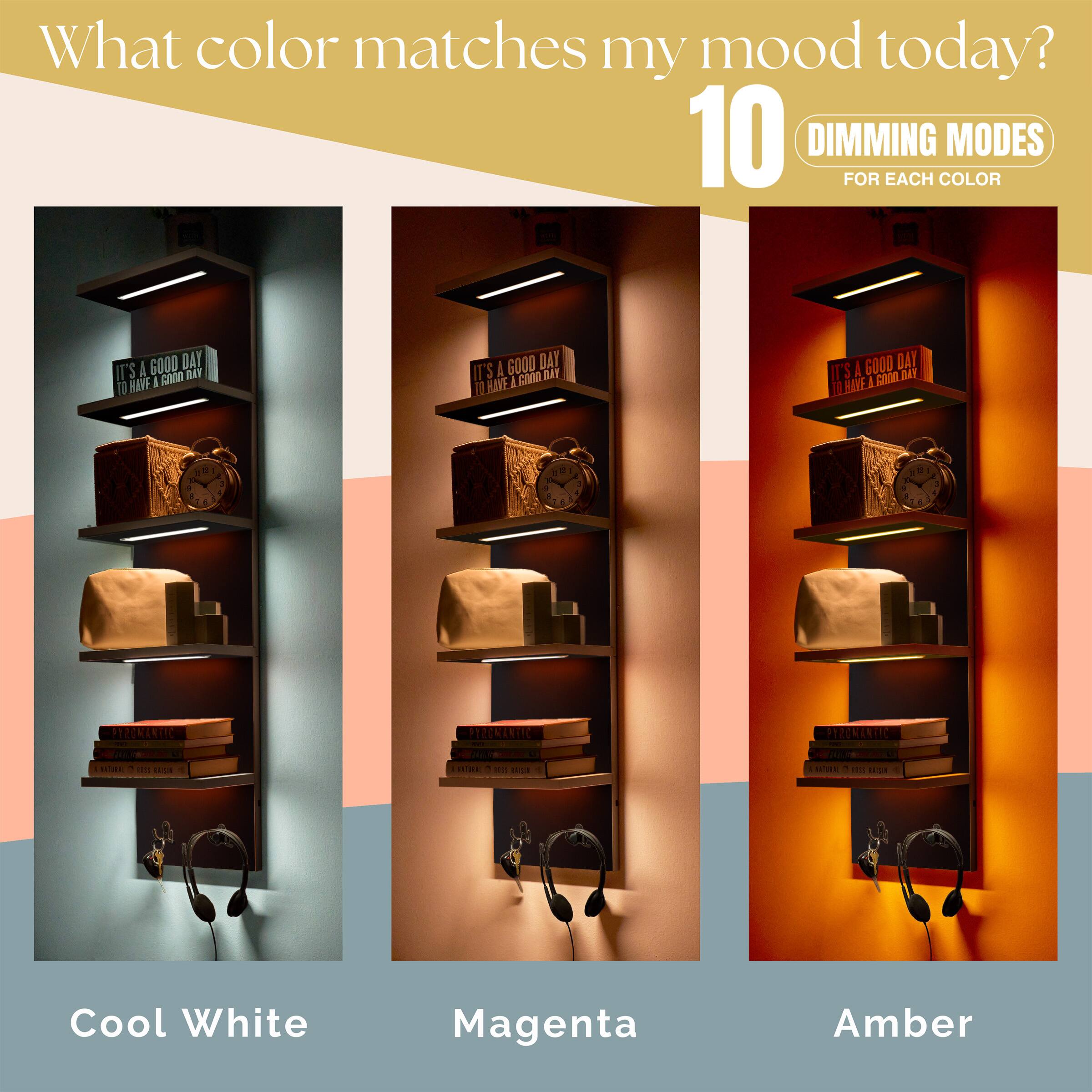 What color matches my mood today?

10 DIMMING MODES FOR EACH COLOR

Cool White

Magenta

Amber