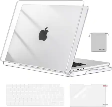 Front. mosiso - 4-in-1 MacBook Pro 16 inch Case Compatible with Models A3429 A3428 A3403 A3186 A2991 A2780 A2485 - Crystal Clear.