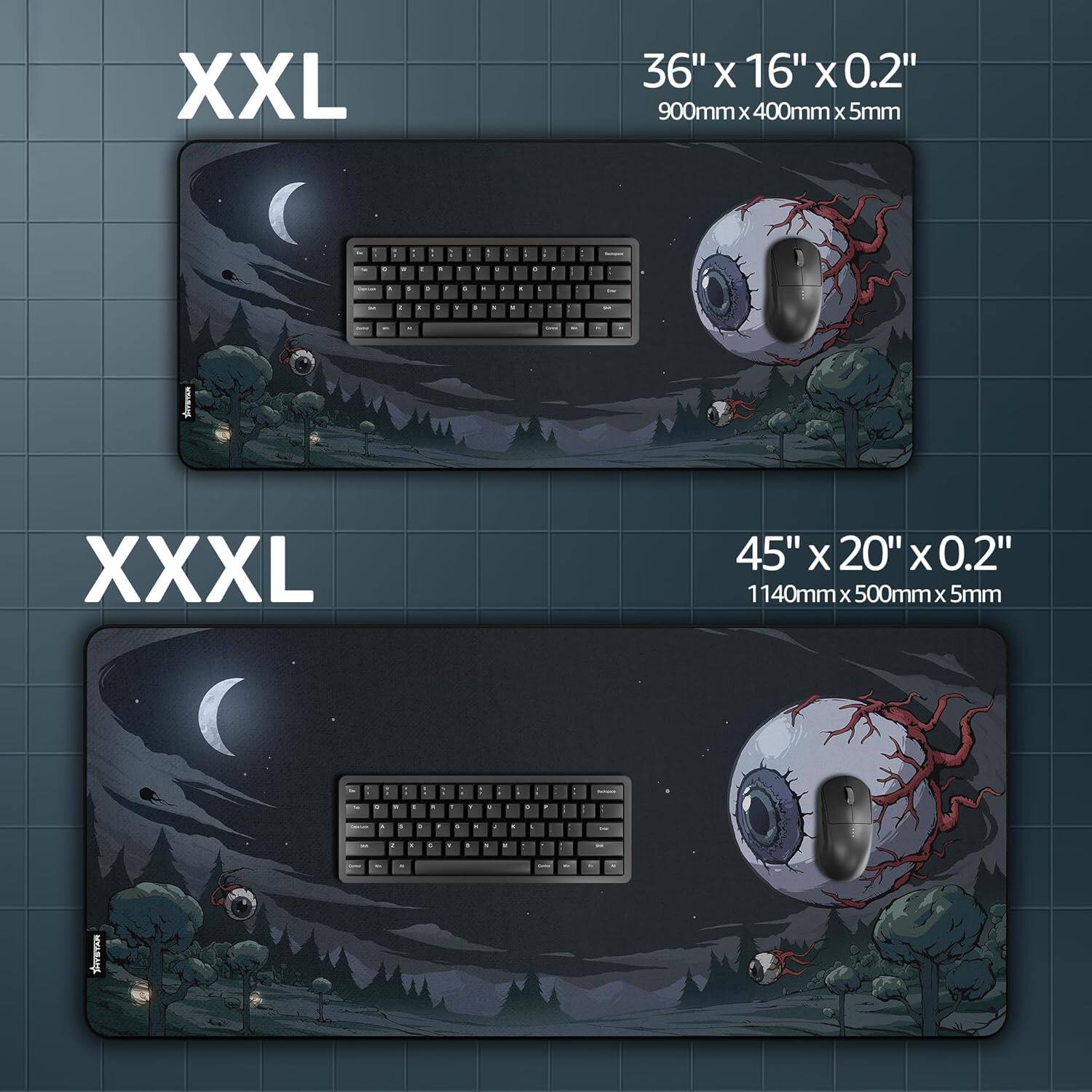 XXL  
36" x 16" x 0.2"  
900mm x 400mm x 5mm  

XXXL  
45" x 20" x 0.2"  
1140mm x 500mm x 5mm