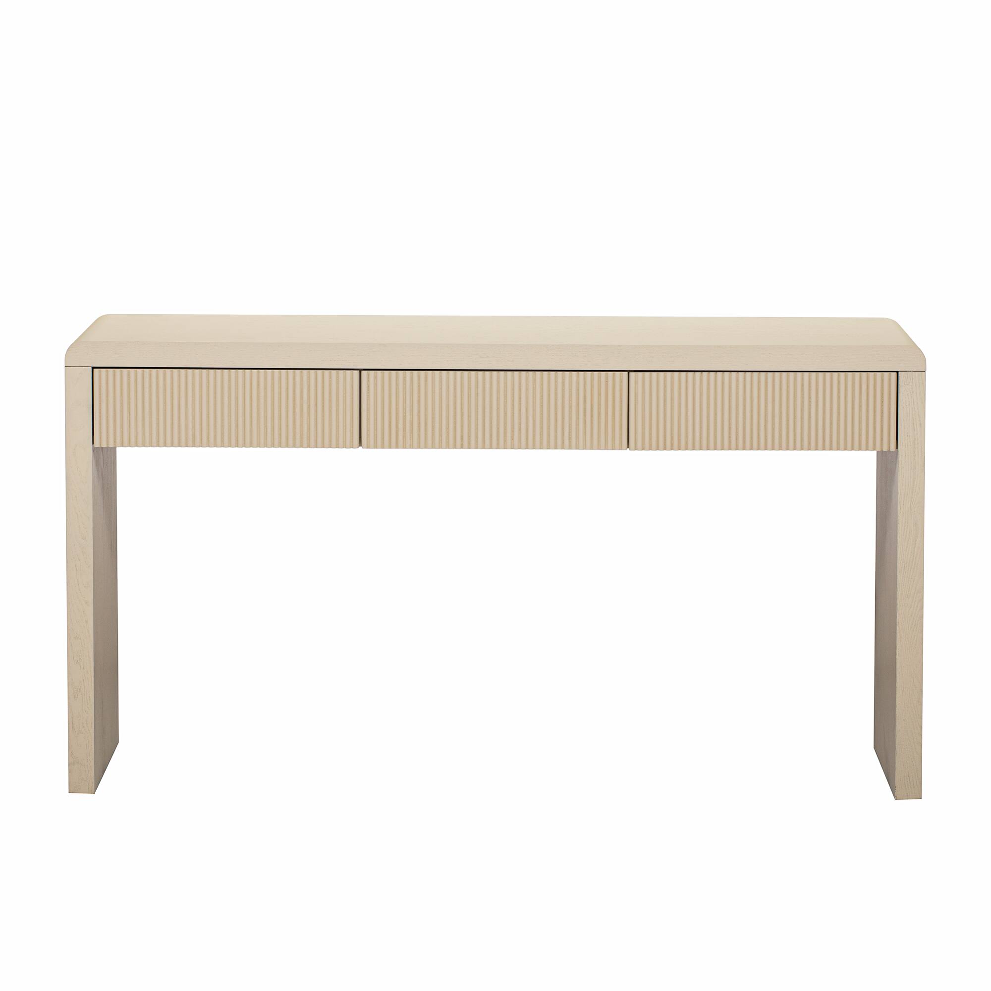 Alt View 4. MERAVOM - 53 Inch Console Table with Storage, Fluted Wood Entryway Table with 3 Drawers, Sofa Table Behind Couch for Living Room - Natural.