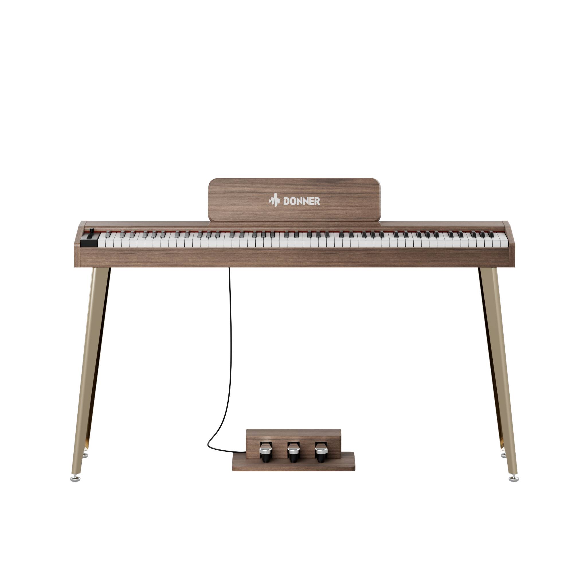 Donner music - Donner DDP-60 Wooden 88-Key Semi-Weighted Upright Digital Piano with 3-Pedal for Beginner Color - Gray